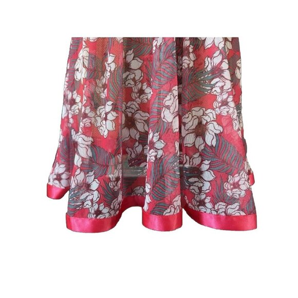 Red Lace Sheer Mesh Floral Slip Dress Chemise Babydoll Dress Gown LARGE Feminine - Picture 4 of 7